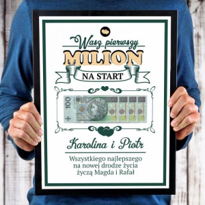 Plakat w ramce (30x40 cm) dla pary - Milion na start