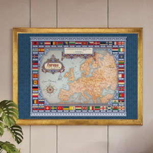 Mapa Europy w ramie (50x70 cm) z personalizacją na 40 urodziny - Odkrywca