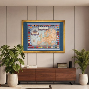 Mapa Europy w ramie z dedykacją na urodziny (50x70 cm) - Otwarta księga