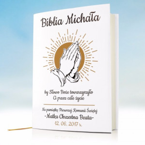 Biblia z nadrukiem dedykacji na komunię - Światłość wiary