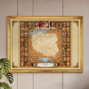 Mapa Polski z portretami władców dla taty (50x70 cm) - Nauczyciel życia