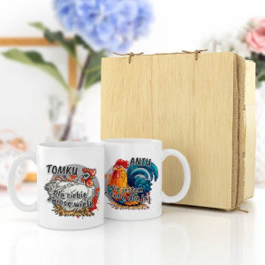 Zestaw personalizowanych kubków dla pary w koszyku - Dla Ciebie