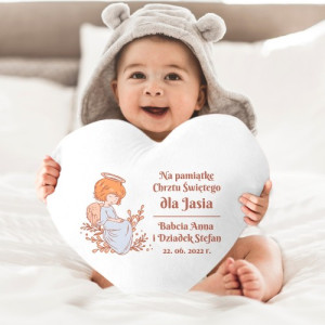 Poduszka serce z nadrukiem na chrzest - Wnusiu