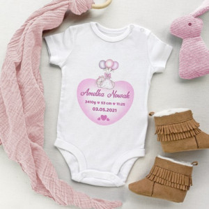 Body dziecięce bawełniane r. 68 z metryczką na narodziny - Metryczka