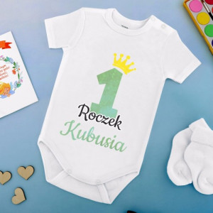 Body dziecięce r. 86 z nadrukiem dla chłopca na roczek - Mam rok