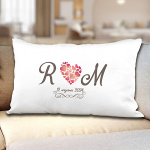 Poduszka z nadrukiem dla pary - Gorące serca