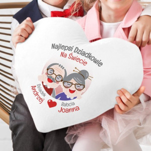 Poduszka serce z nadrukiem dla Babci i Dziadka - Najlepsi Dziadkowie