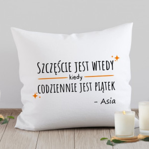 Poduszka z personalizacją dla niej - Szczęście