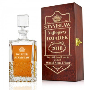 Karafka BOHEMIA NICOLETTE w skrzynce z grawerem dla dziadka - Korona