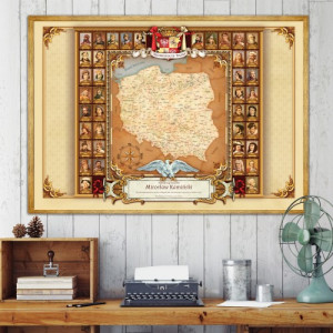 Mapa Polski i poczet władców dla dziadka (50x70 cm) - Cenne lekcje