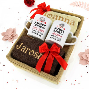 Zestaw prezentowy z ręcznikami i kubkami dla babci i dziadka - Mają racje