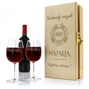 Skrzynka na wino z grawerem na urodziny - Doskonały rocznik