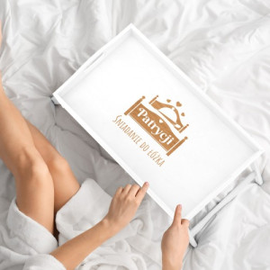 Stolik śniadaniowy z grawerem dla niej - Śniadanie do łóżka