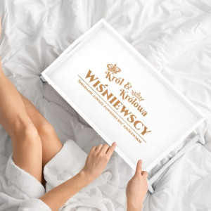 Stolik śniadaniowy z grawerem dla pary - Królewska para