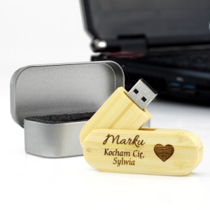 Pendrive bambusowy z grawerem dla niego - Dowody miłości