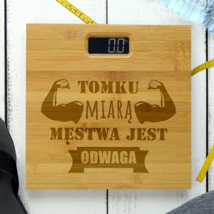 Waga bambusowa z grawerem dla faceta - Miara męstwa