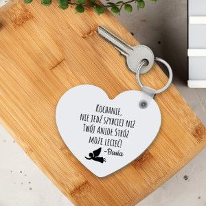 Brelok serce z nadrukiem dla niego - Anioł
