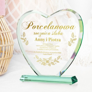 Szklana statuetka z grawerem na 20 rocznicę ślubu - Porcelanowa