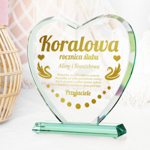 Szklana statuetka z grawerem na 35 rocznicę ślubu - Koralowa