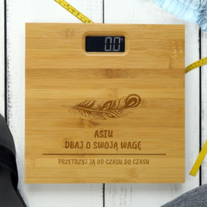 Waga bambusowa z grawerem dla dziewczyny - Dbaj o wagę