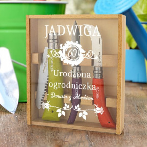 Zestaw noży ogrodowych Opinel w skrzynce z grawerem - Urodziny