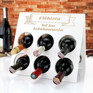 Stojak na wino drewniany z grawerem na 60 urodziny - Leżakowanie