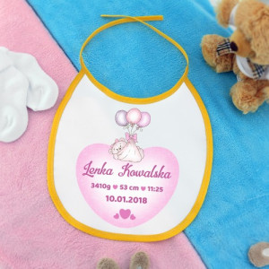 Śliniak z nadrukiem dla dziewczynki - Metryczka