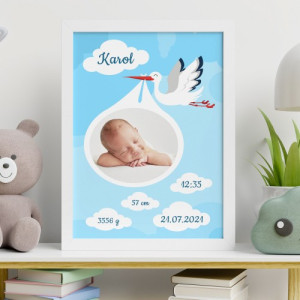 Obraz na płótnie w ramce (30x40) na chrzest dla chłopca - Sakrament