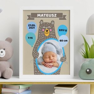 Obraz na płótnie w ramce (30x40) na chrzest dla chłopca - Maluszek