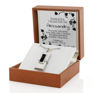 Pendrive naszyjnik 16 GB z grawerem na Komunię dla dziewczynki - Pamiątka