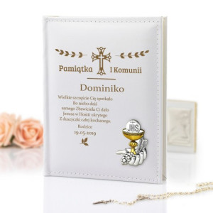 Album na zdjęcia z personalizacją i kielichem na komunię - Eucharystia