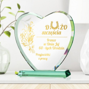 Statuetka serce ze złoconym grawerem dla niej - Urodziny