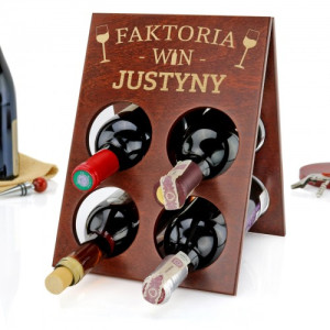 Stojak na wino drewniany z grawerem dla niej - Faktoria win
