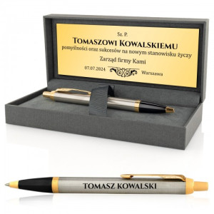 Długopis Parker IM Brushed Metal GT z grawerem w etui - Awans