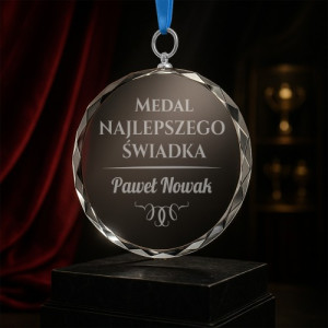 Medal szklany z grawerem imienia dla świadka - Najlepszy