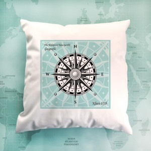 Poduszka dekoracyjna z nadrukiem dla nauczyciela geografii - Strony świata
