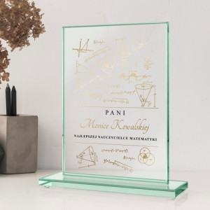 Statuetka szklana z nadrukiem dla nauczycielki matematyki - Obliczenia
