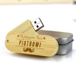Bambusowy pendrive 16 GB z grawerem dla taty - Najwspanialszy