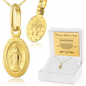 Medalik komunijny dla dziewczynki złoty pr. 585 w etui z grawerem - W sercu