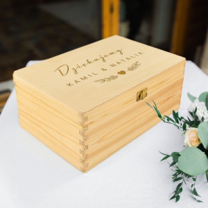 Pudełko na koperty ślubne drewniane z grawerem - Dziękujemy