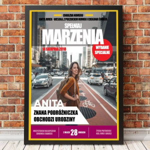 Plakat w ramce (30x40 cm) na urodziny dla podróżnika - Spełniaj marzenia