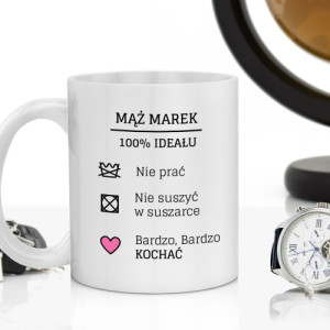 Kubek do kawy z imieniem dla męża - 100% ideału