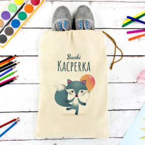 Worek na buty z imieniem dla chłopca - Mały lisek