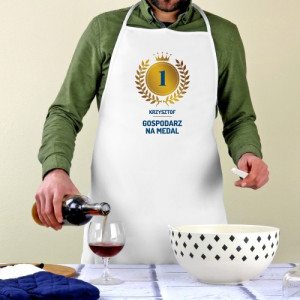 Fartuch kuchenny z nadrukiem dla niego - Gospodarz na medal