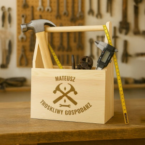 Skrzynka na narzędzia z grawerem na parapetówkę - Troskliwy gospodarz
