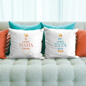 Komplet poduszek dla rodziców z nadrukiem Wysokość na prezent
