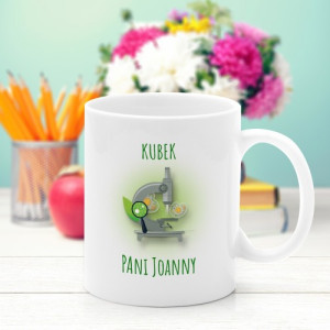 Kubek z nadrukiem dla nauczycielki biologii - Pod mikroskopem