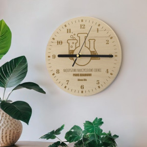 Zegar z grawerem dla nauczyciela chemii - Kolby i menzurki