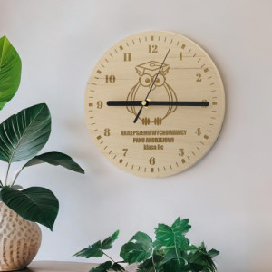 Zegar z grawerem dla wychowawcy - Sowa