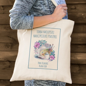 Torba bawełniana z nadrukiem na prezent dla nauczyciela plastyki